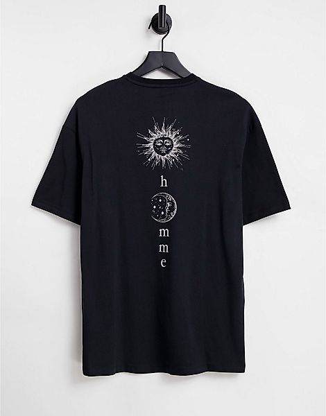 Selected Homme – Oversize-T-Shirt in Schwarz mit Mond-Print auf dem Rücken günstig online kaufen