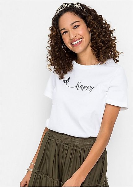 bonprix T-Shirt bequeme Passform, Kurzarm, mit Print, Rundhalsausschnitt günstig online kaufen