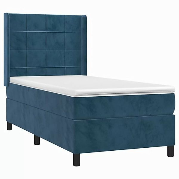 vidaXL Boxspringbett Boxspringbett mit Matratze Dunkelblau 90x190 cm Samt B günstig online kaufen