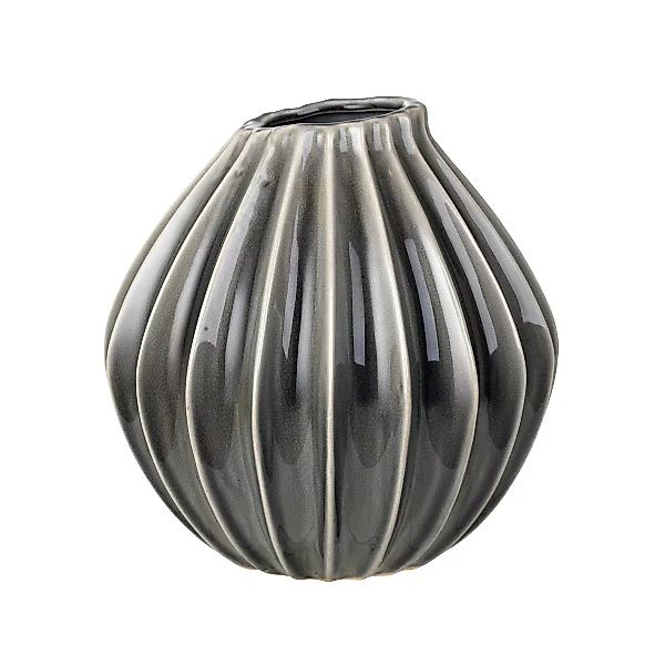 Broste Copenhagen Vasen WIDE Vase M Keramik Smoked Pearl 25 cm (grau) günstig online kaufen