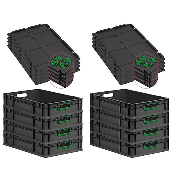 PROREGAL SuperSparSet 8x Eurobox Nextgen Color Mit Auflagedeckel HxBxT 12x4 günstig online kaufen