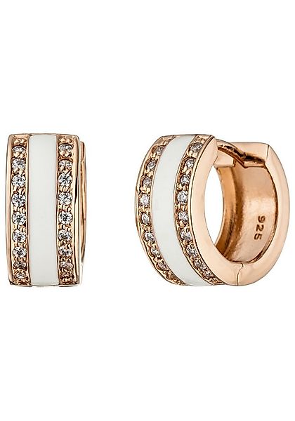 JOBO Paar Creolen, rund 925 Silber roségold vergoldet mit 36 Zirkonia günstig online kaufen