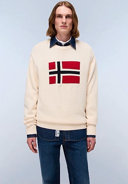 Napapijri Strickpullover "MURA", Rundhals, Rippbündchen, Markenstickerei günstig online kaufen