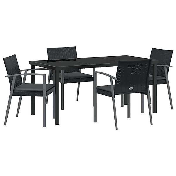 vidaXL Garten Essgruppe 5-Tlg Schwarz Poly Rattan 3379068 günstig online kaufen