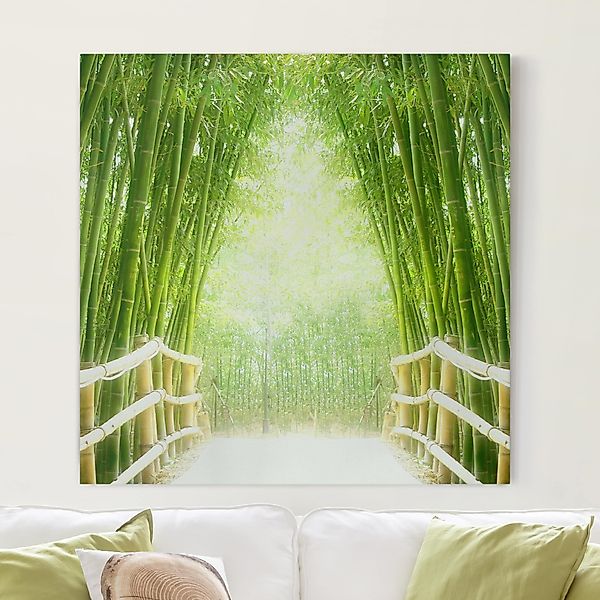 Leinwandbild - Quadrat Bamboo Way günstig online kaufen