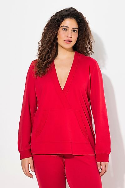 Ulla Popken Hoodie Hoodie Kapuze V-Ausschnitt günstig online kaufen