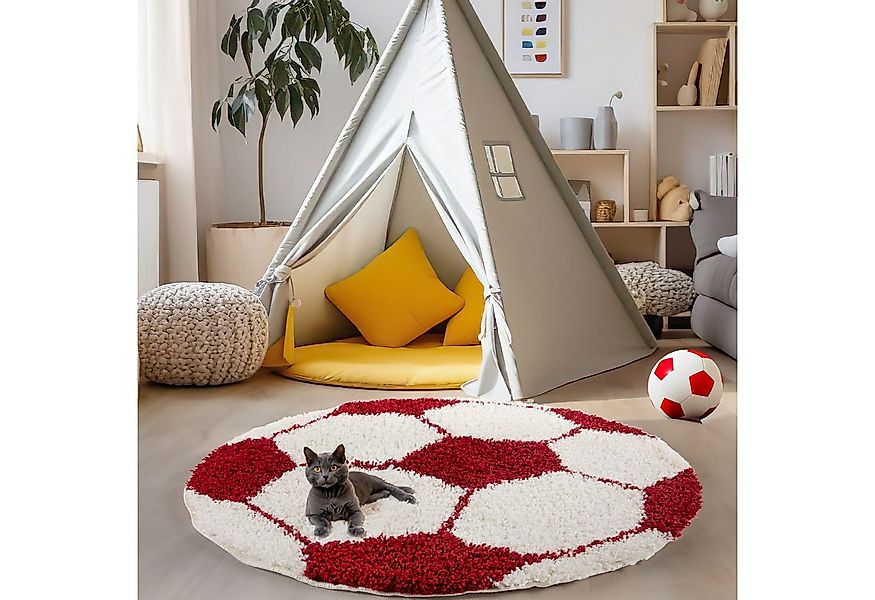Carpettex Kinderteppich Fußball-Design, Rund, Höhe: 30 mm, Kinder Teppich F günstig online kaufen
