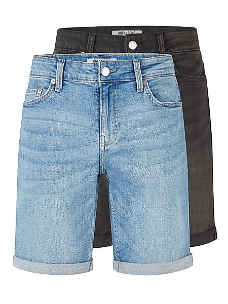 Only & Sons Jeans Shorts Herren ONSPLY Regular Fit 2er Pack günstig online kaufen