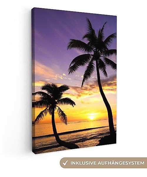 OneMillionCanvasses® Leinwandbild Strand - Sonnenuntergang - günstig online kaufen
