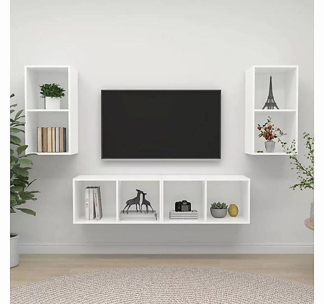 furnicato TV-Schrank TV-Wandschränke 4 Stk. Weiß Holzwerkstoff günstig online kaufen