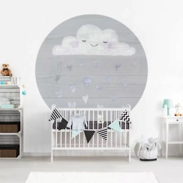 Bilderwelten Runde Tapete selbstklebend Kinderzimmer Wolke mit silbernen He günstig online kaufen