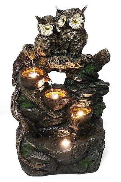 Arnusa Gartenbrunnen Springbrunnen Eule mit LED Beleuchtung 51 cm, 40,00 cm günstig online kaufen