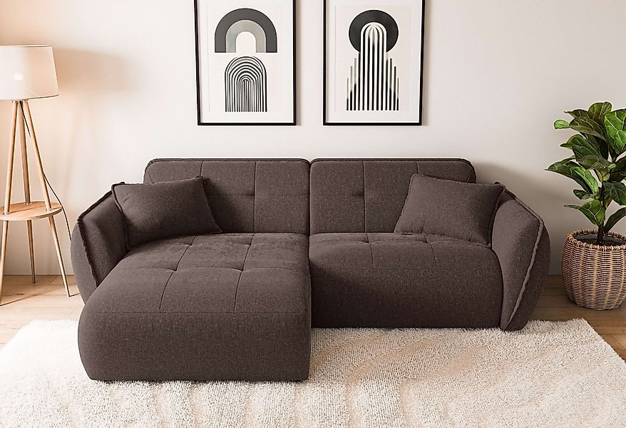 Home affaire Ecksofa "MIRELDA L-Form mit Steppungen, Recamiere rechts/links günstig online kaufen