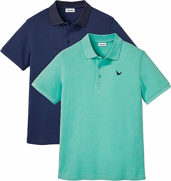 bonprix Poloshirt "Poloshirt (2er Pack) aus reiner Baumwolle" Packung, 2 St günstig online kaufen