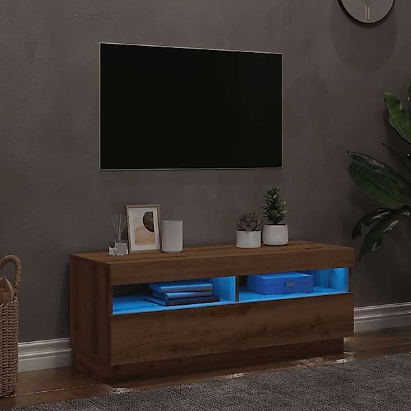 vidaXL TV-Schrank mit LED-Leuchten Artisan-Eiche 100x35x40 cm 856356 günstig online kaufen