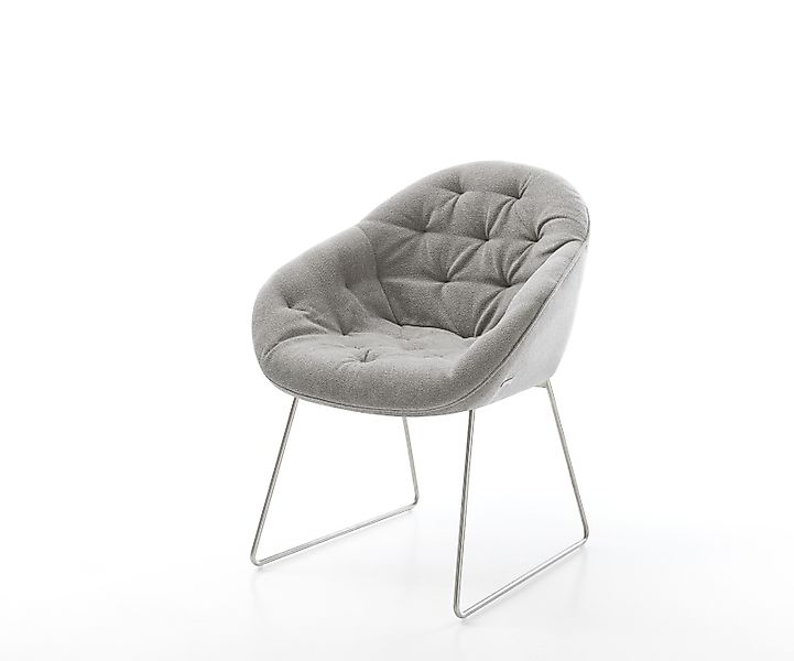 Esszimmerstuhl Gaio-Flex Strukturstoff Soft Grau Kufengestell Edelstahl günstig online kaufen