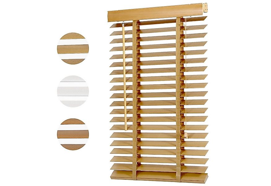 Sekey Jalousie Holzjalousie 50 mm Lamellen Fensterjalousie Blickschutz Jalo günstig online kaufen