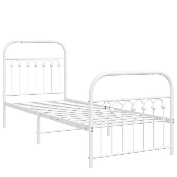 vidaXL Bettgestell mit Kopfteil und Fußteil Metall Weiß 75x190 cm 376657 günstig online kaufen