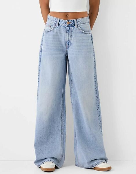 Bershka Wide-Leg-Jeans Bskteen 34 Ausgewaschenes Blau günstig online kaufen
