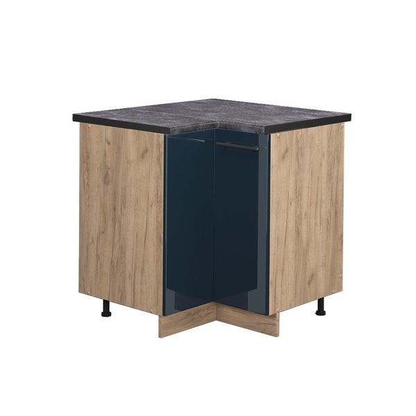 Vicco Eckunterschrank Fame-Line, Dunkelblau Hochglanz/Goldkraft Eiche, günstig online kaufen