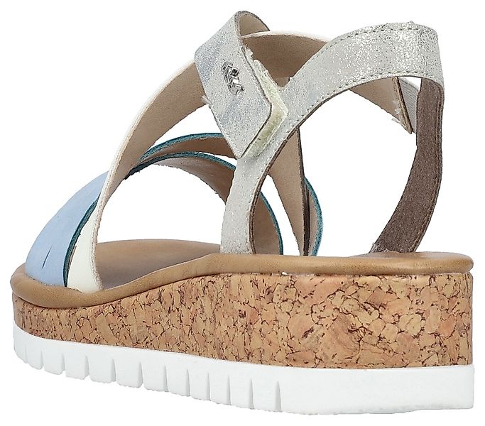 Rieker Keilsandalette, Plateau, Sommerschuh, Riemchensandale mit Metallic, günstig online kaufen