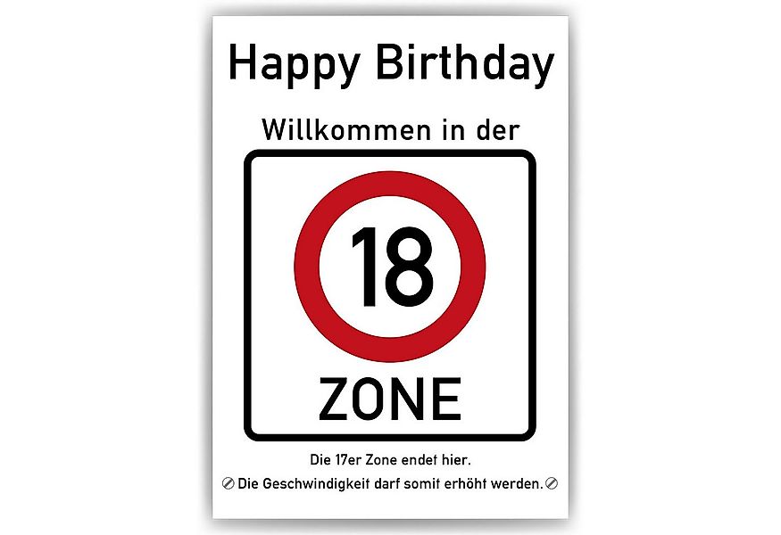 Tigerlino Poster 18. Geburtstag Geschenk Verkehrszeichen Karte Happy Birthd günstig online kaufen