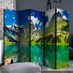 Paravent alpin mit Berglandschaft Motiv Leinwand Füllung günstig online kaufen