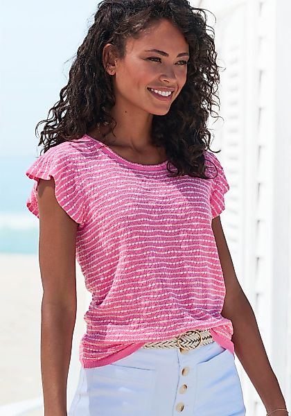 Vivance Rundhalsshirt "mit Flügelärmelchen", aus leichter Feinstrickqualitä günstig online kaufen