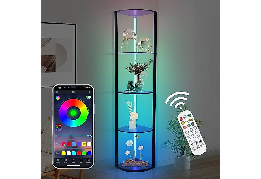 XERSEK Eckvitrine Eckschrank Eckregal mit Dimmbare LED, Vitrine 4-Ebenen Ec günstig online kaufen