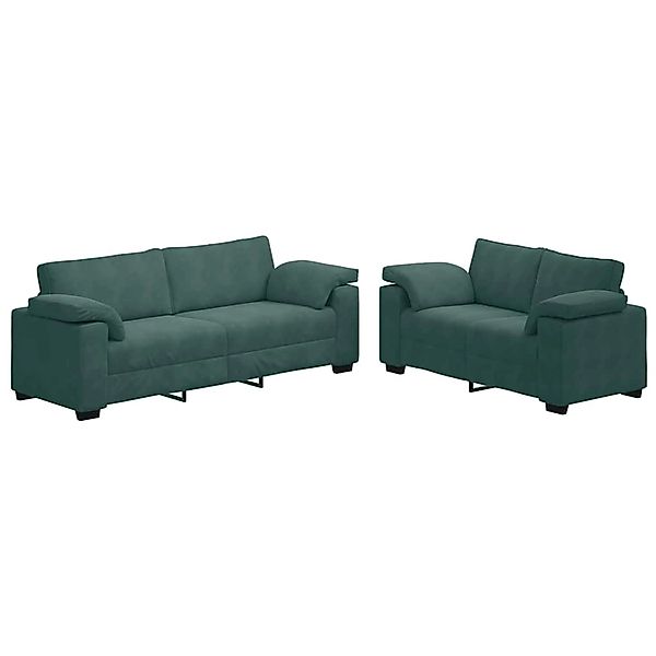 vidaXL 2-Teiliges Sofa-Set mit Kissen Dunkelgrün Samt 3324751 günstig online kaufen