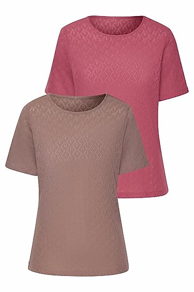 Vivance Kurzarmshirt "mit modischem Ajour-Muster", (2er-Pack), aus weicher günstig online kaufen