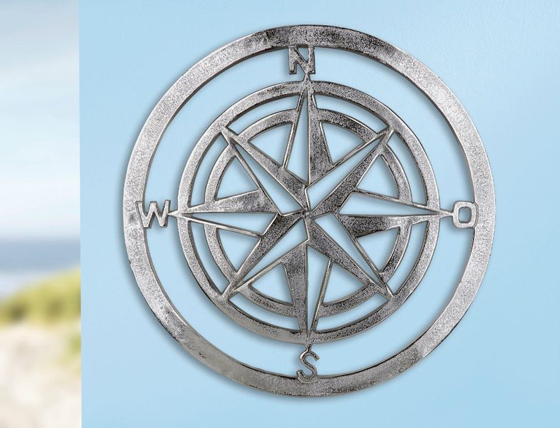 GILDE Wanddekoobjekt Wandrelief Windrose, silber (1 günstig online kaufen