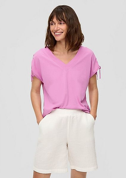 s.Oliver Kurzarmshirt T-Shirt Ärmelloses Shirt mit Bindedetails an der Schu günstig online kaufen