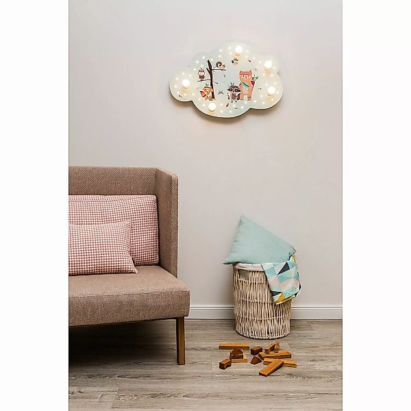 home24 Elobra LED-Deckenleuchte Wolke Little Indians 5-flammig Mint Massivh günstig online kaufen
