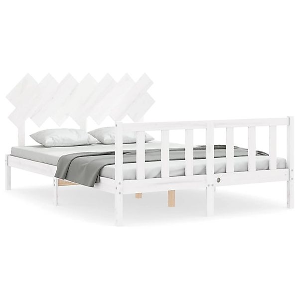 vidaXL Massivholzbett mit Kopfteil Weiß 3193472 günstig online kaufen