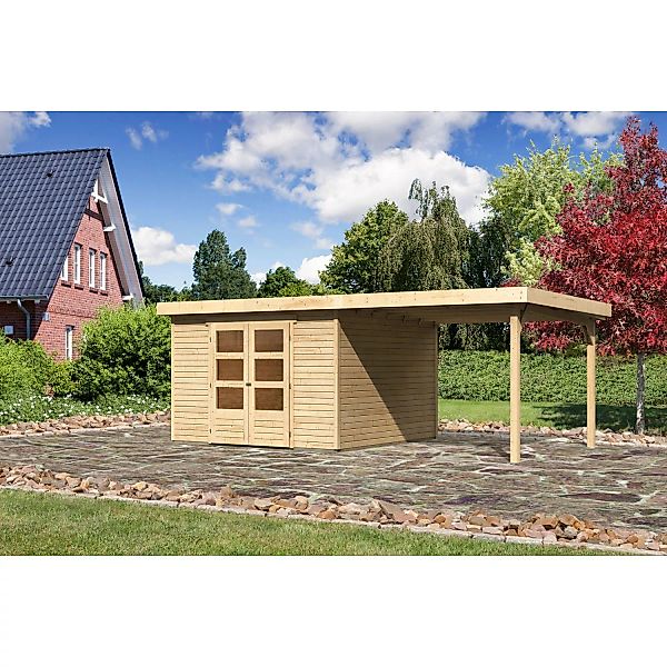 Karibu Holz-Gartenhaus Boras Natur Flachdach Unbehandelt 298 cm x 302 cm günstig online kaufen