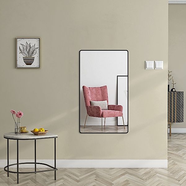 Boromal Ganzkörperspiegel Schwarz 100-180cm Wandspiegel groß günstig online kaufen