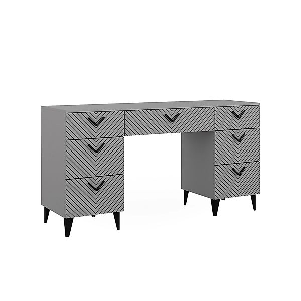 Vicco Schminktisch Anett, Grau, 150 cm ohne Spiegel, mit 7 Schubladen (1-St günstig online kaufen