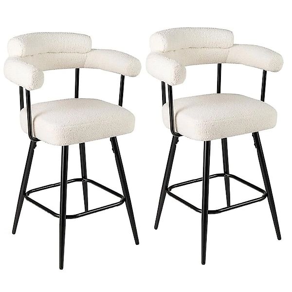 Costway Barhocker 2er Set 360° Drehbar 69 cm Holz mit Rücken Weiß günstig online kaufen