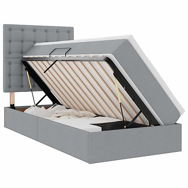 vidaXL Bett mit Stauraum und LED Hellgrau 100 x 200 cm Polyester 3372522 günstig online kaufen