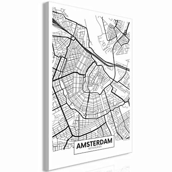 artgeist Wandbild Map of Amsterdam (1 Part) Vertical schwarz/weiß Gr. 40 x günstig online kaufen