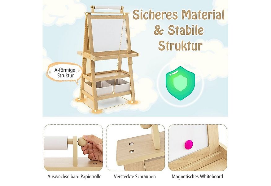 COSTWAY Standtafel Kinder Staffelei, doppelseitig, mit Magneten & 2 Boxen günstig online kaufen