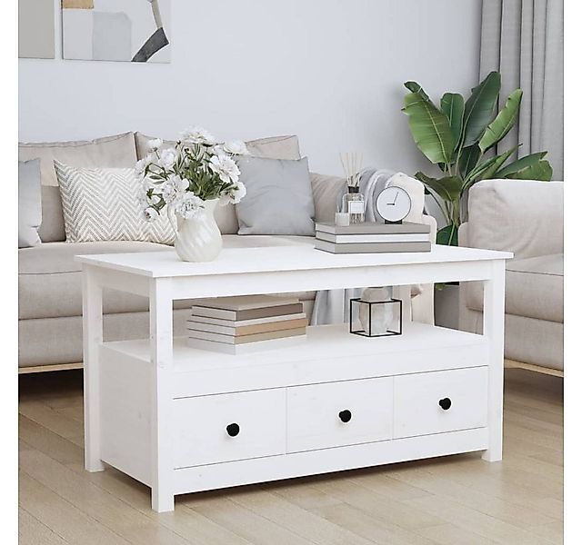 vidaXL Couchtisch, Couchtisch Weiß 102x49x55 cm Massivholz Kiefer günstig online kaufen