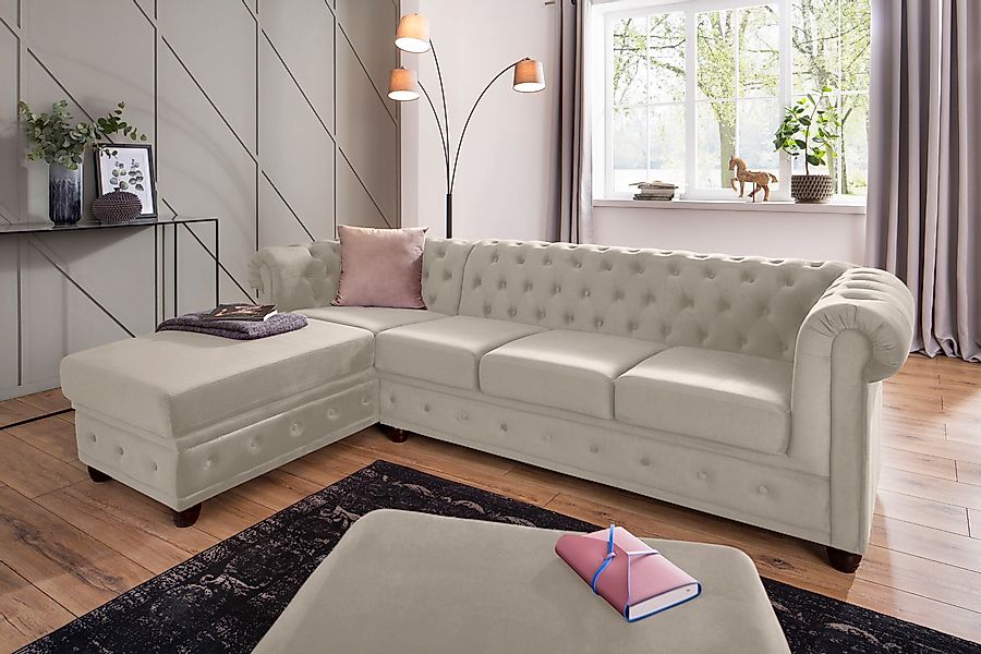 Home affaire Chesterfield-Sofa »New Castle L-Form«, hochwertige Knopfheftun günstig online kaufen