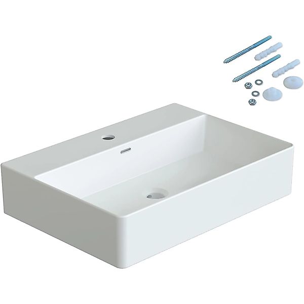 Aquabatos Waschbecken 60 x 42 x 13 cm aus Keramik Rechteckiges Handwaschbec günstig online kaufen
