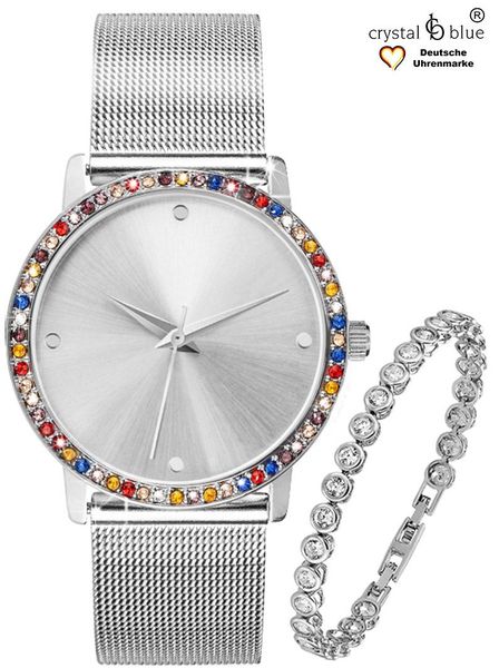 crystal blue Quarzuhr Damenuhr Mesh & günstig online kaufen