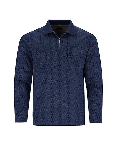 Hajo Langarm-Poloshirt Softknit-Polo mit Alloverdruck günstig online kaufen