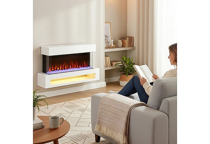 HOMCOM Elektrokamin mit Heizung 1000 W oder 2000 W, Überhitzungsschutz, Wei günstig online kaufen