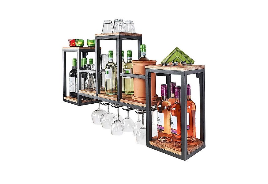 Kobolo Regal Wandregal MERLOT aus Metall und Mangoholz günstig online kaufen