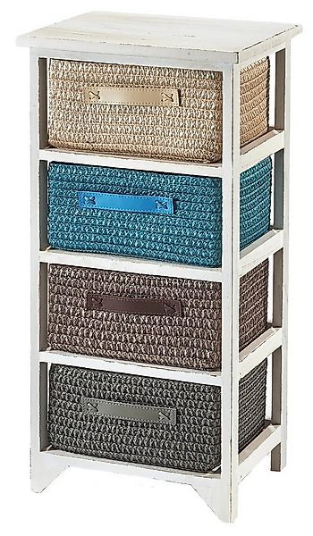 Kobolo Regal Holzregal white washed mit 4 Schubfächer günstig online kaufen